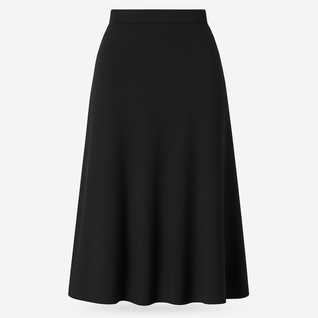 Satin Skirt with Elastic Waistband and Fluid Drape