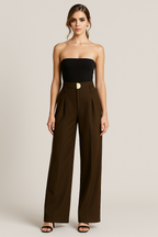 Pantalones anchos de talle alto con detalle de pinzas