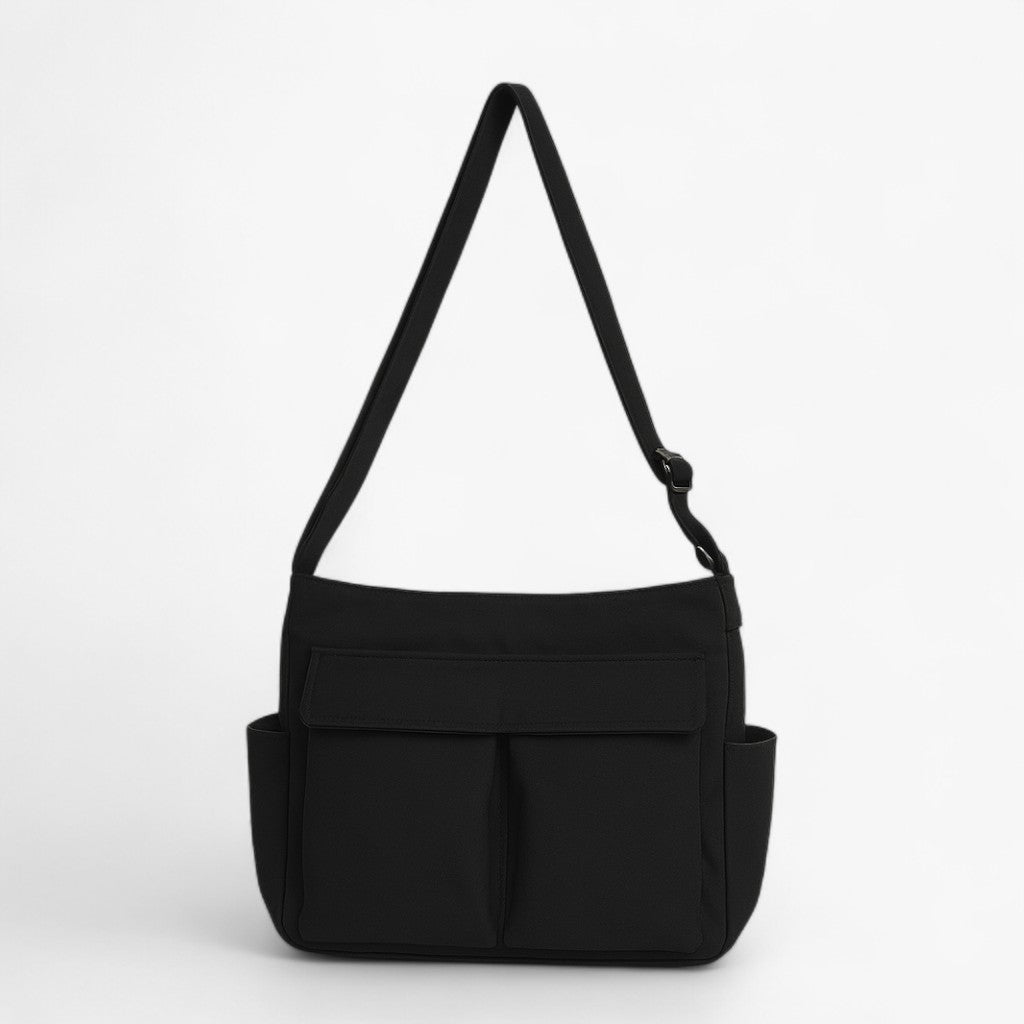 Vintage Canvas Shoulder Bag with a Flap Closure