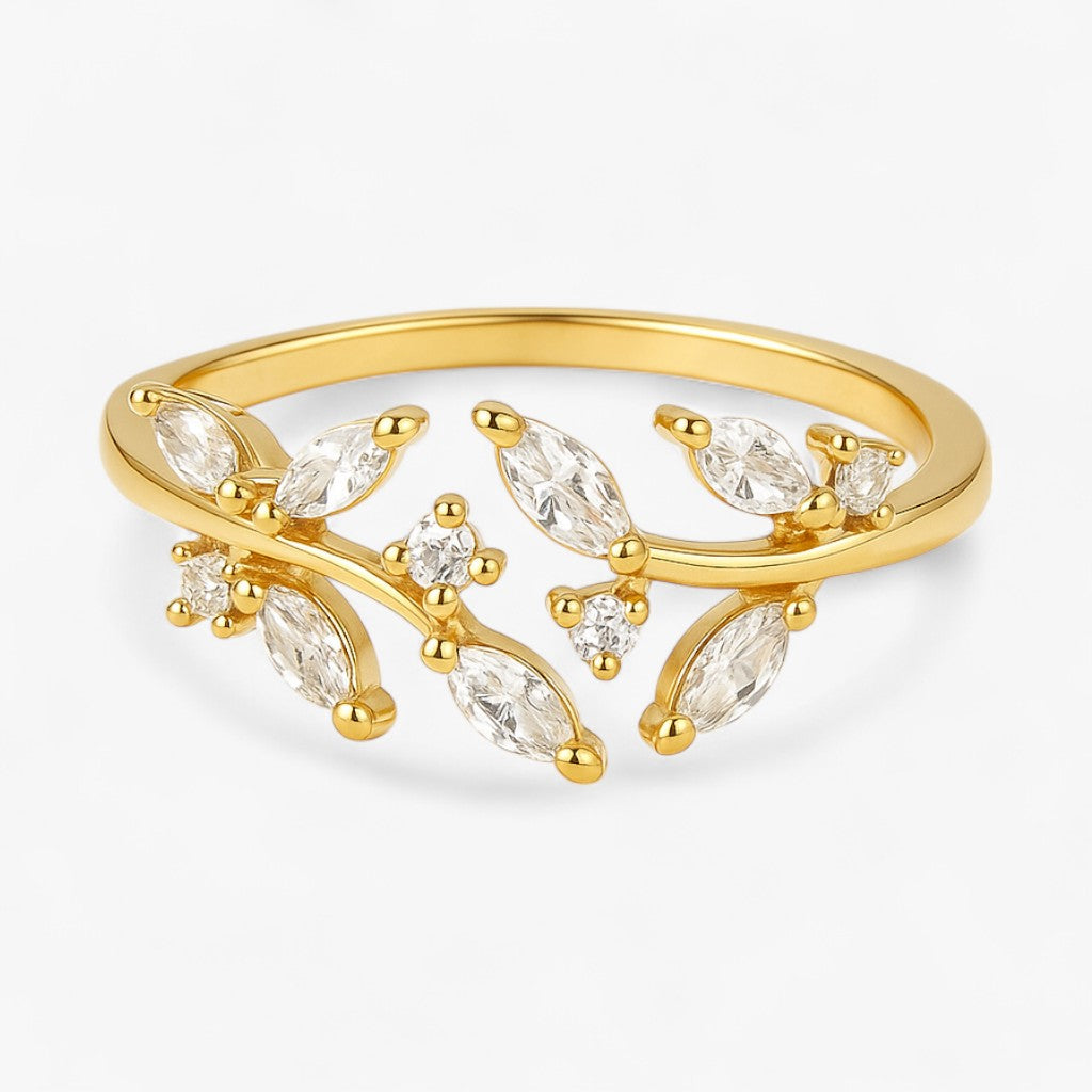 Cubic Zirconia Ring in Gold or Silver Tone, Adjustable Fit
