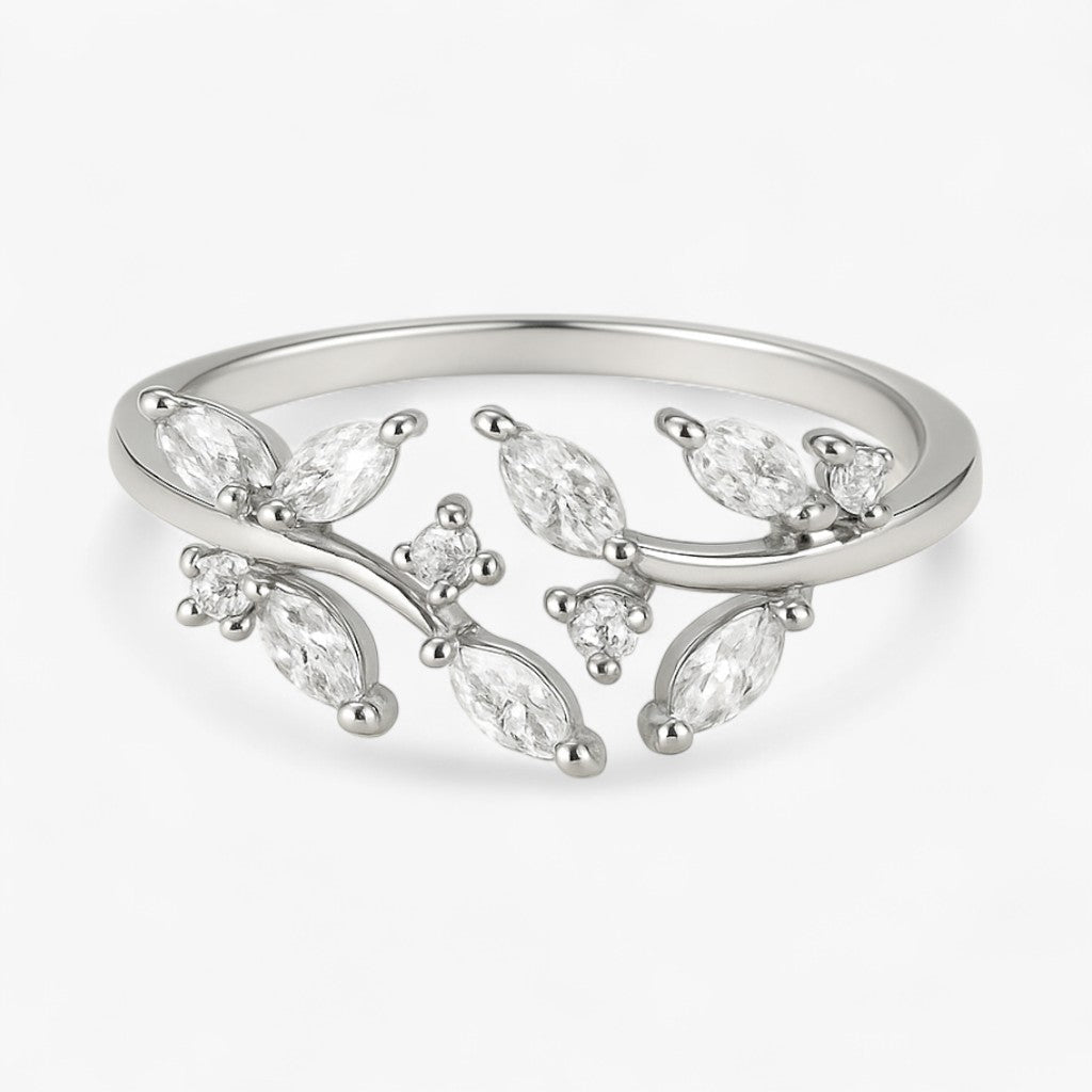 Cubic Zirconia Ring in Gold or Silver Tone, Adjustable Fit