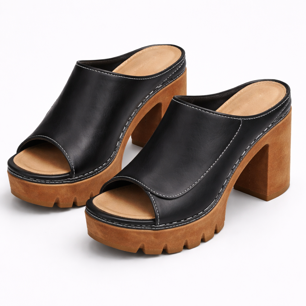 Platform heels with wide, stable heel base