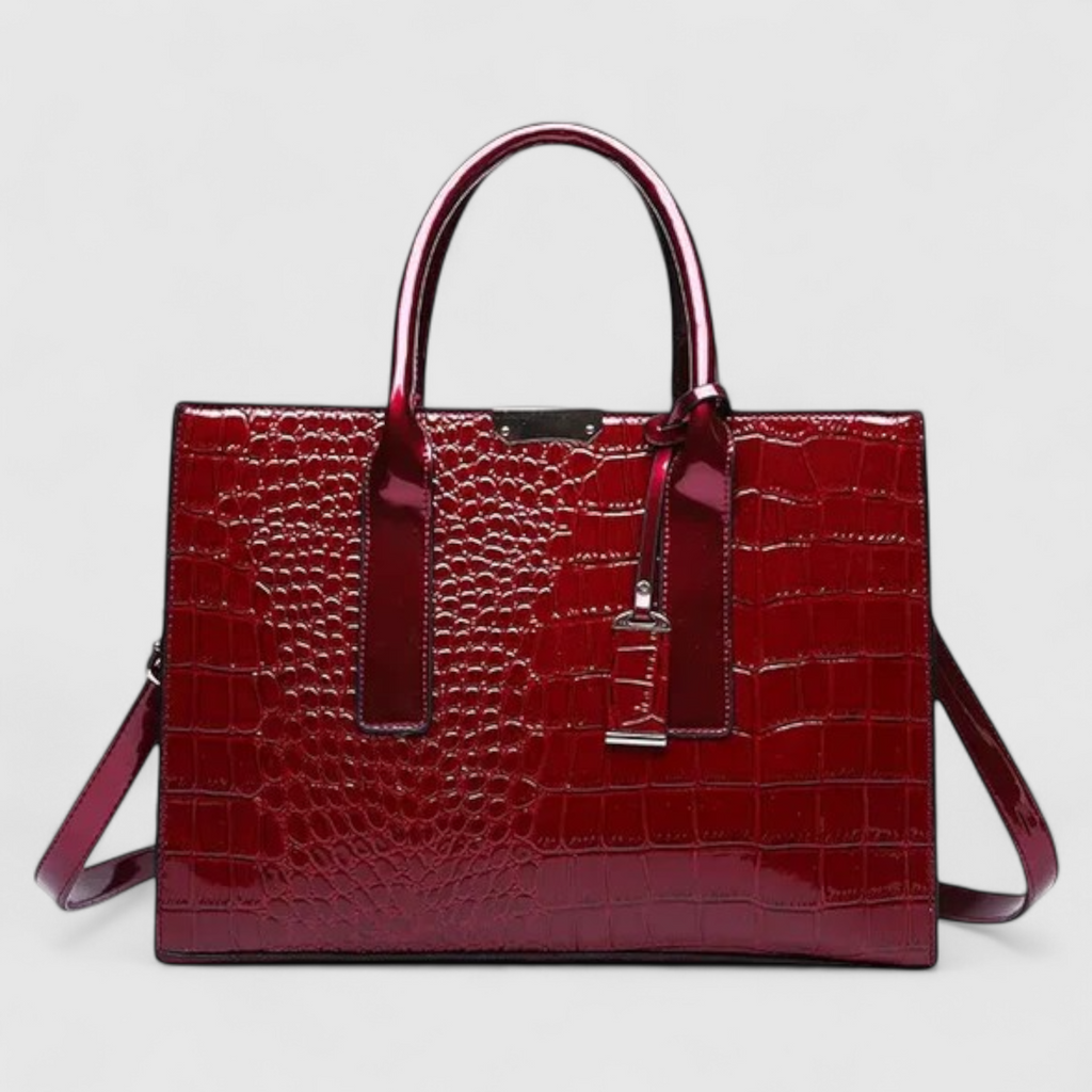 Crocodile Print PU Leather Bag with Top Handle