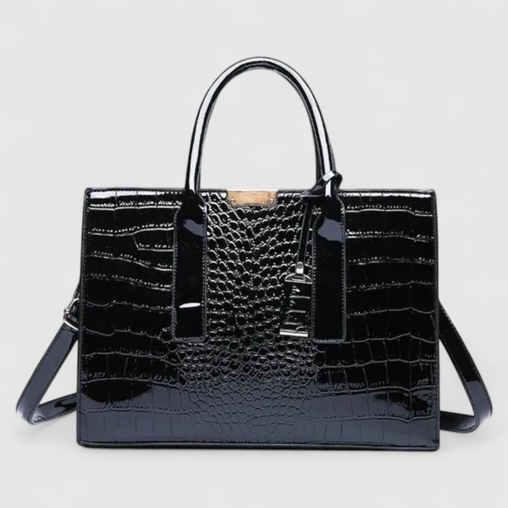 Crocodile Print PU Leather Bag with Top Handle