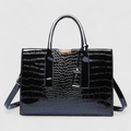 Crocodile Print PU Leather Bag with Top Handle