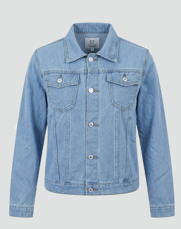 Denim Jacket with Button Closure and Pockets