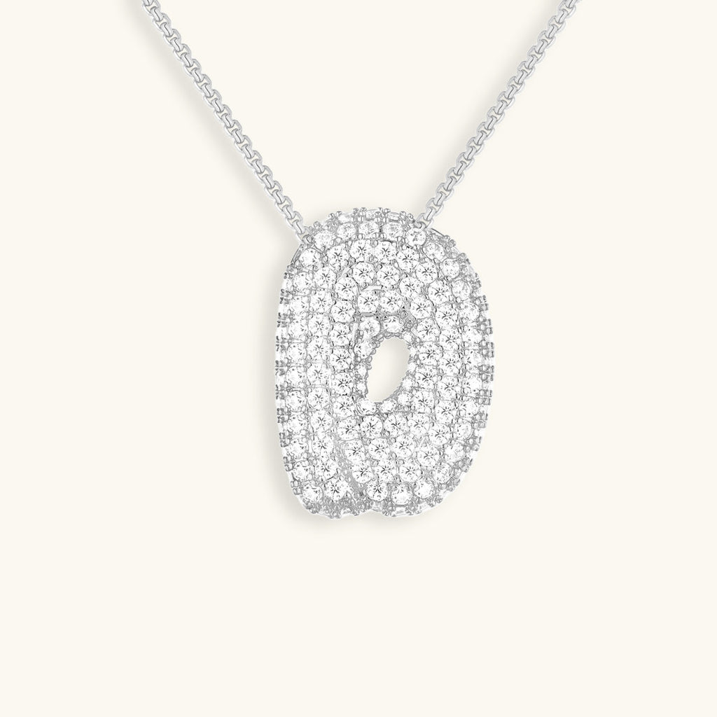 Pavé Bubble Initial Necklace with Sparkling Letter