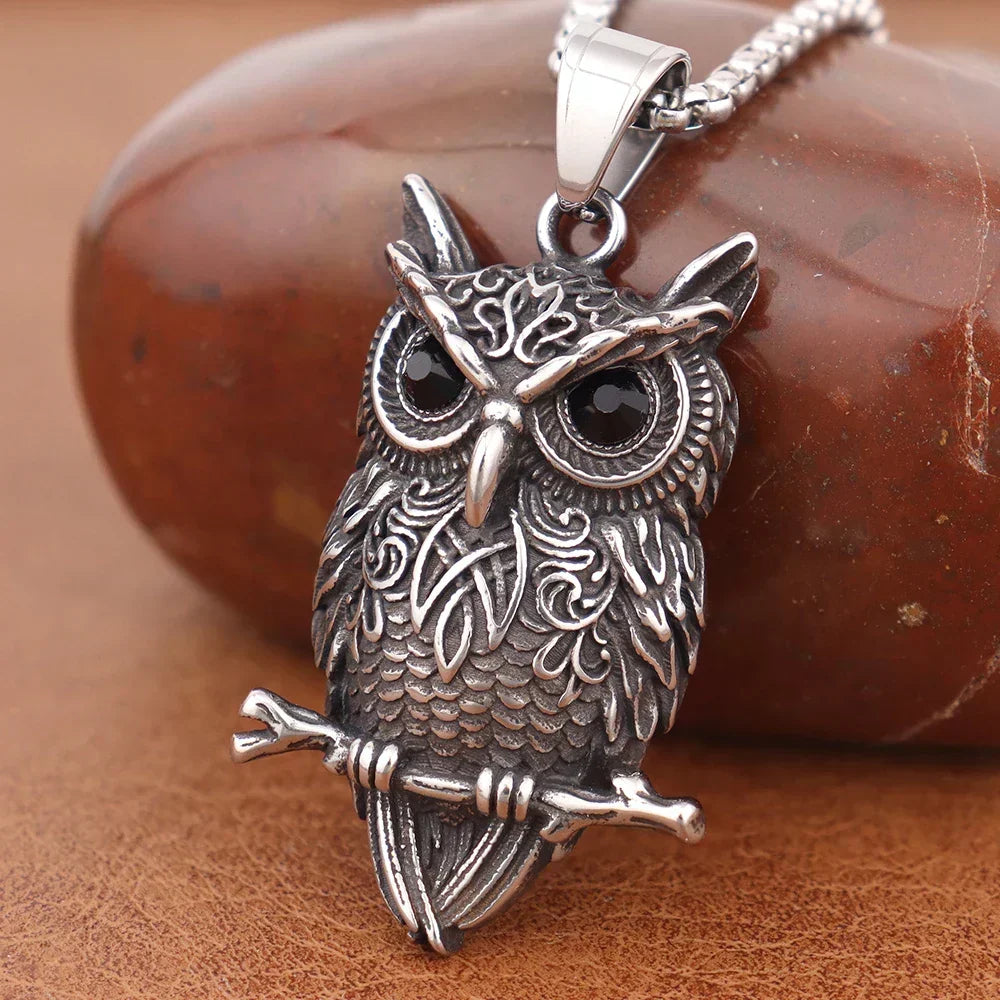 Vintage-Style Celtic Knotwork Owl Pendant Necklace