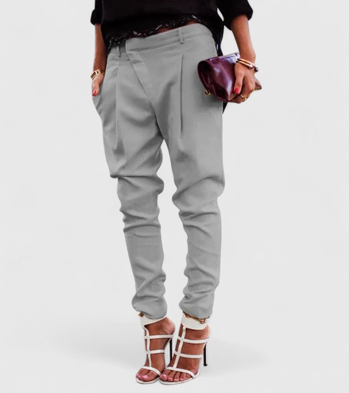Tailored Trousers with Elongating Cut and Pockets