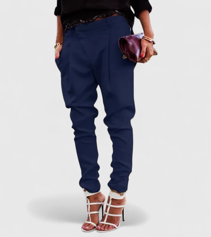 Tailored Trousers with Elongating Cut and Pockets