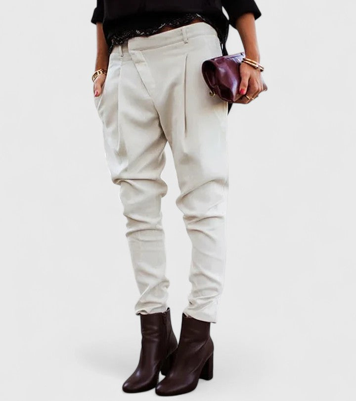 Tailored Trousers with Elongating Cut and Pockets