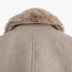Long wool coat with detachable collar and belt