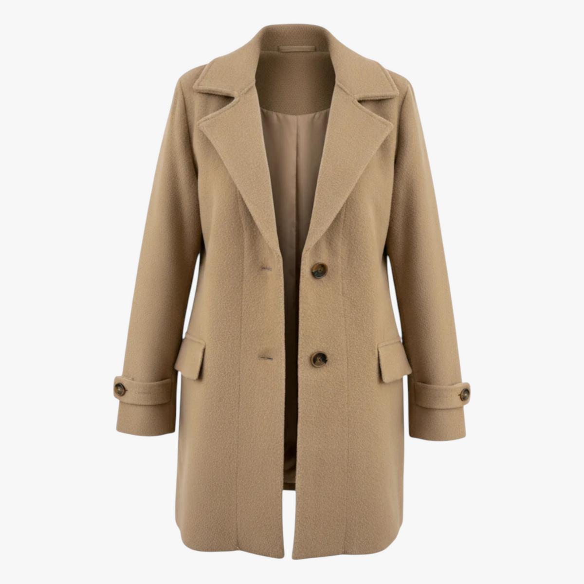 Tailored Winter Jacket with Button Front and Long Sleeves