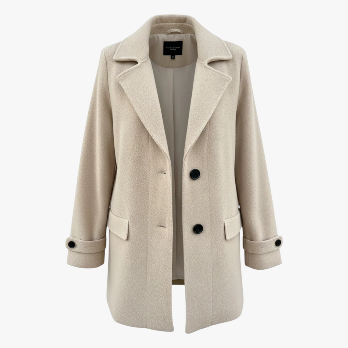 Tailored Winter Jacket with Button Front and Long Sleeves