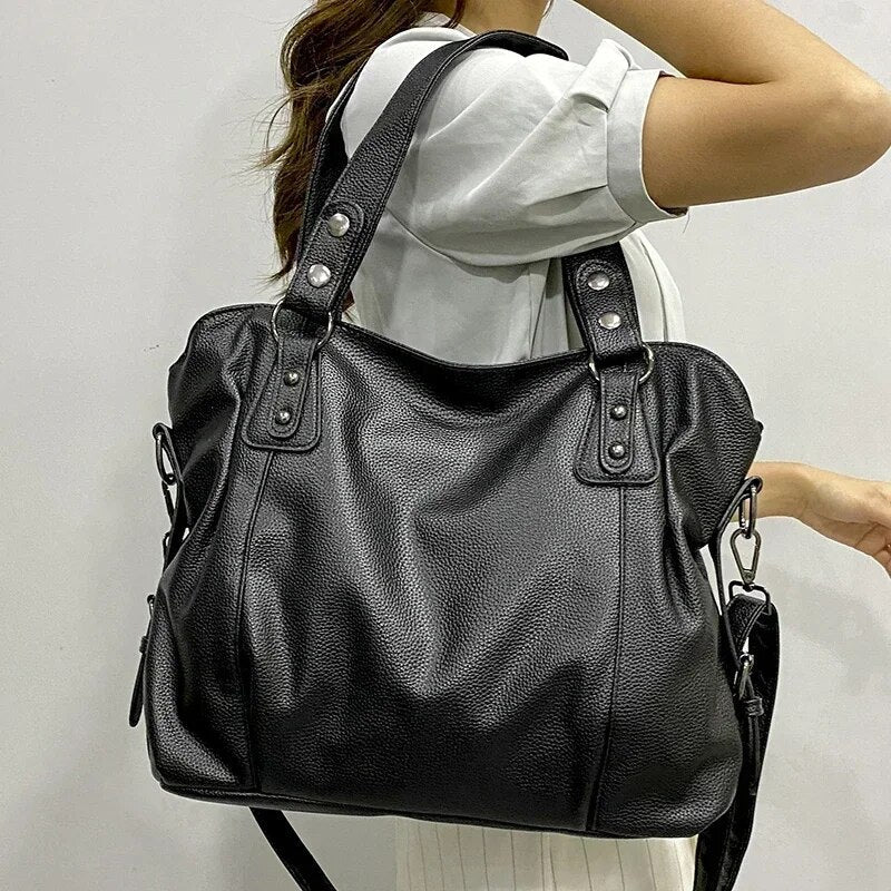 Minimalist Soft Faux Leather Shoulder Bag with Zip Closure
