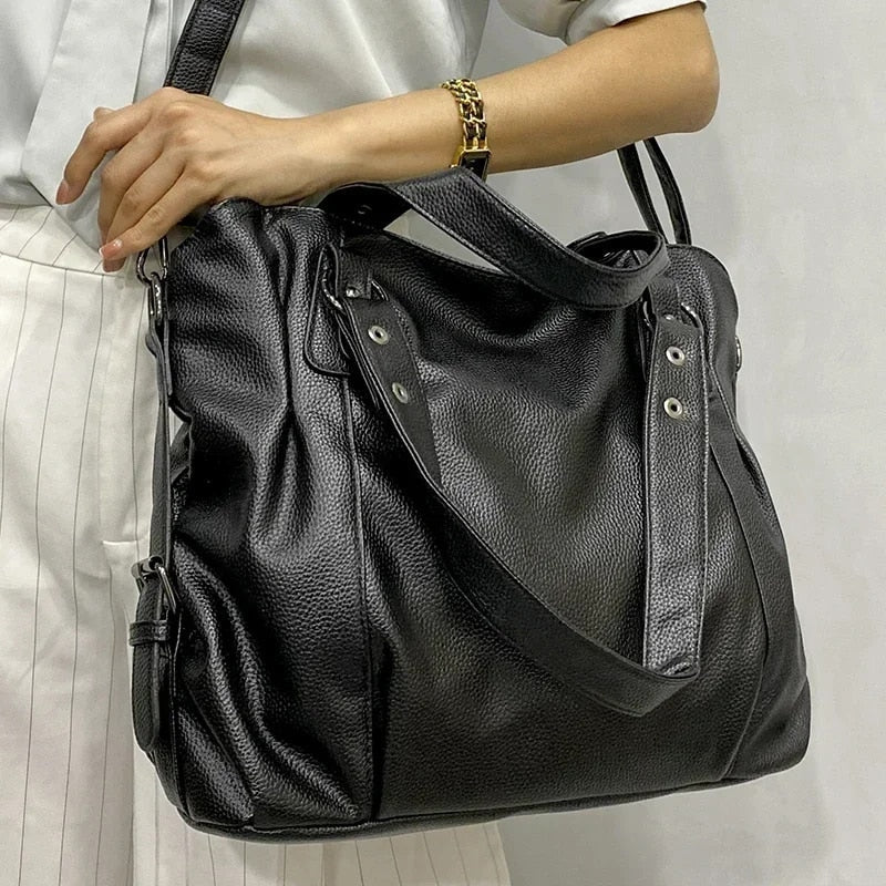Minimalist Soft Faux Leather Shoulder Bag with Zip Closure