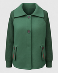 Long Winter Coat with High Collar and Cuffed Sleeves