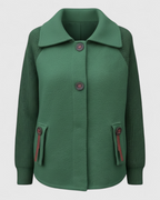 Long Winter Coat with High Collar and Cuffed Sleeves