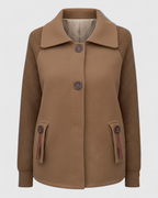 Long Winter Coat with High Collar and Cuffed Sleeves