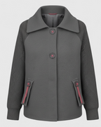 Long Winter Coat with High Collar and Cuffed Sleeves