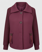 Long Winter Coat with High Collar and Cuffed Sleeves