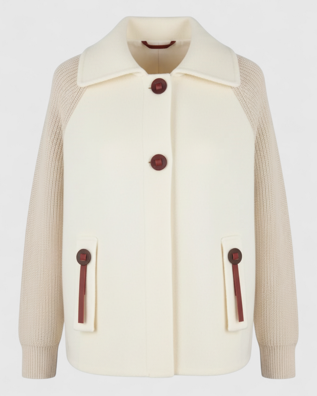 Long Winter Coat with High Collar and Cuffed Sleeves