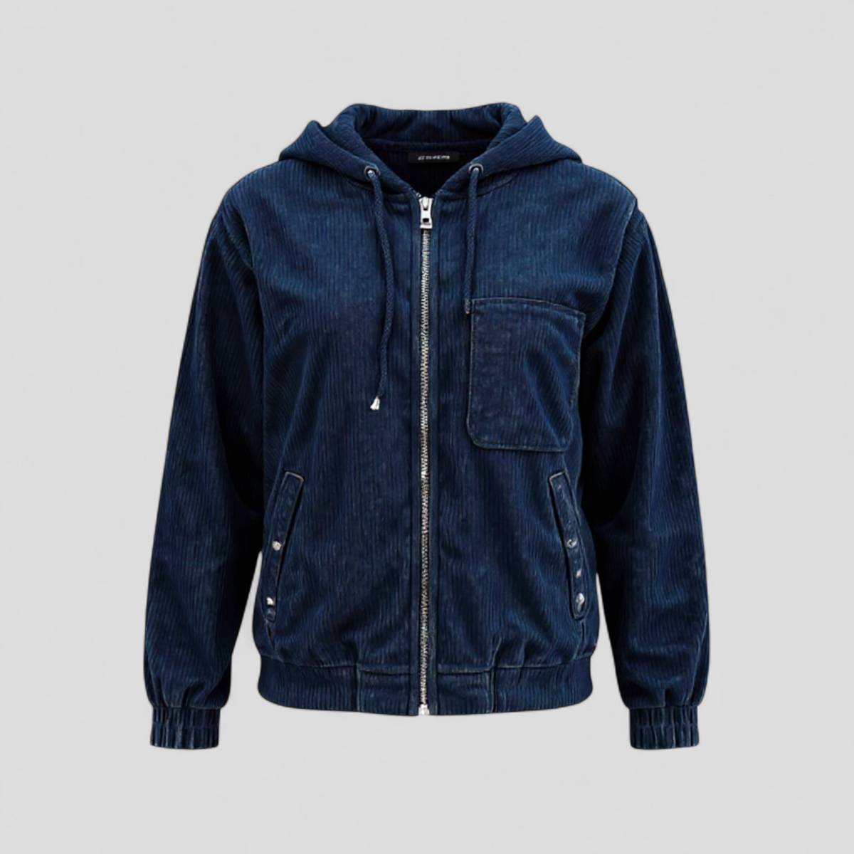 Velour Winter Jacket with Hood and Side Pockets