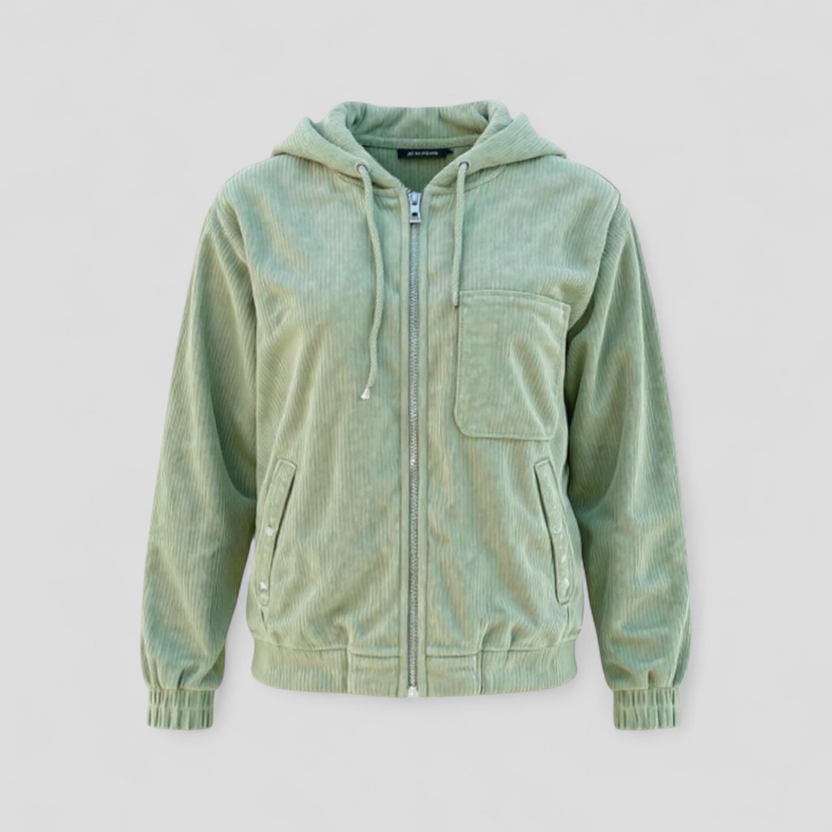Velour Winter Jacket with Hood and Side Pockets