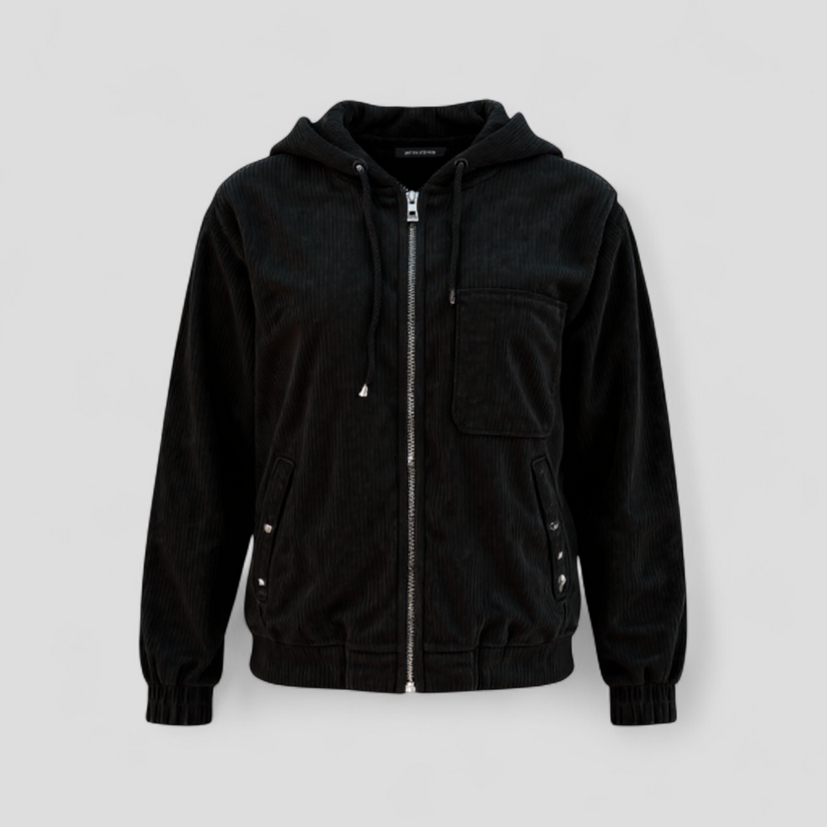 Velour Winter Jacket with Hood and Side Pockets