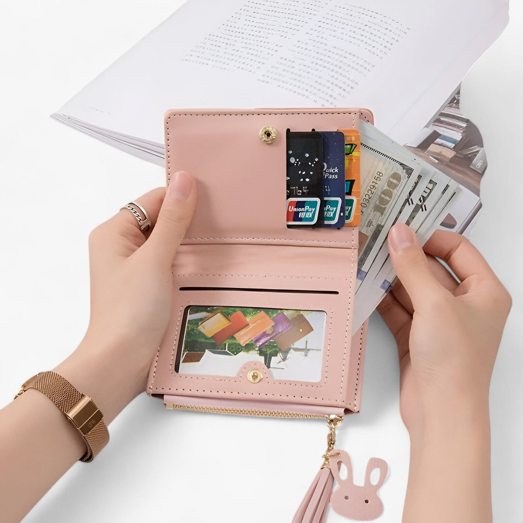 Foldable PU Leather Wallet with Built-In Card Holder