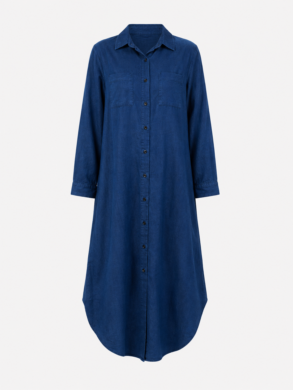 Vestido camisero con botonadura y corte fluido y holgado