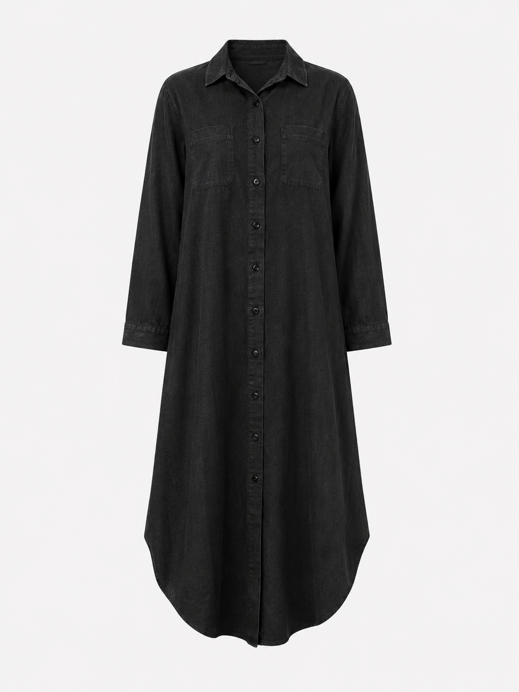 Vestido camisero con botonadura y corte fluido y holgado