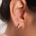 Faux Pearl Huggie Hoop Earrings Set of Two Pairs in Gold Colour