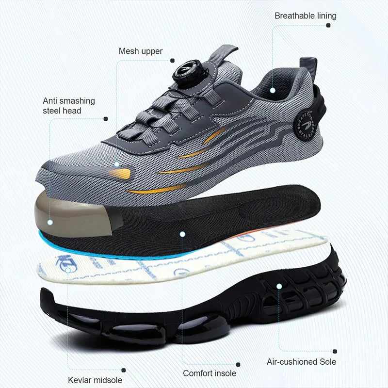 Zapatos de seguridad antideslizantes para hombre, con ajuste listo para el trabajo
