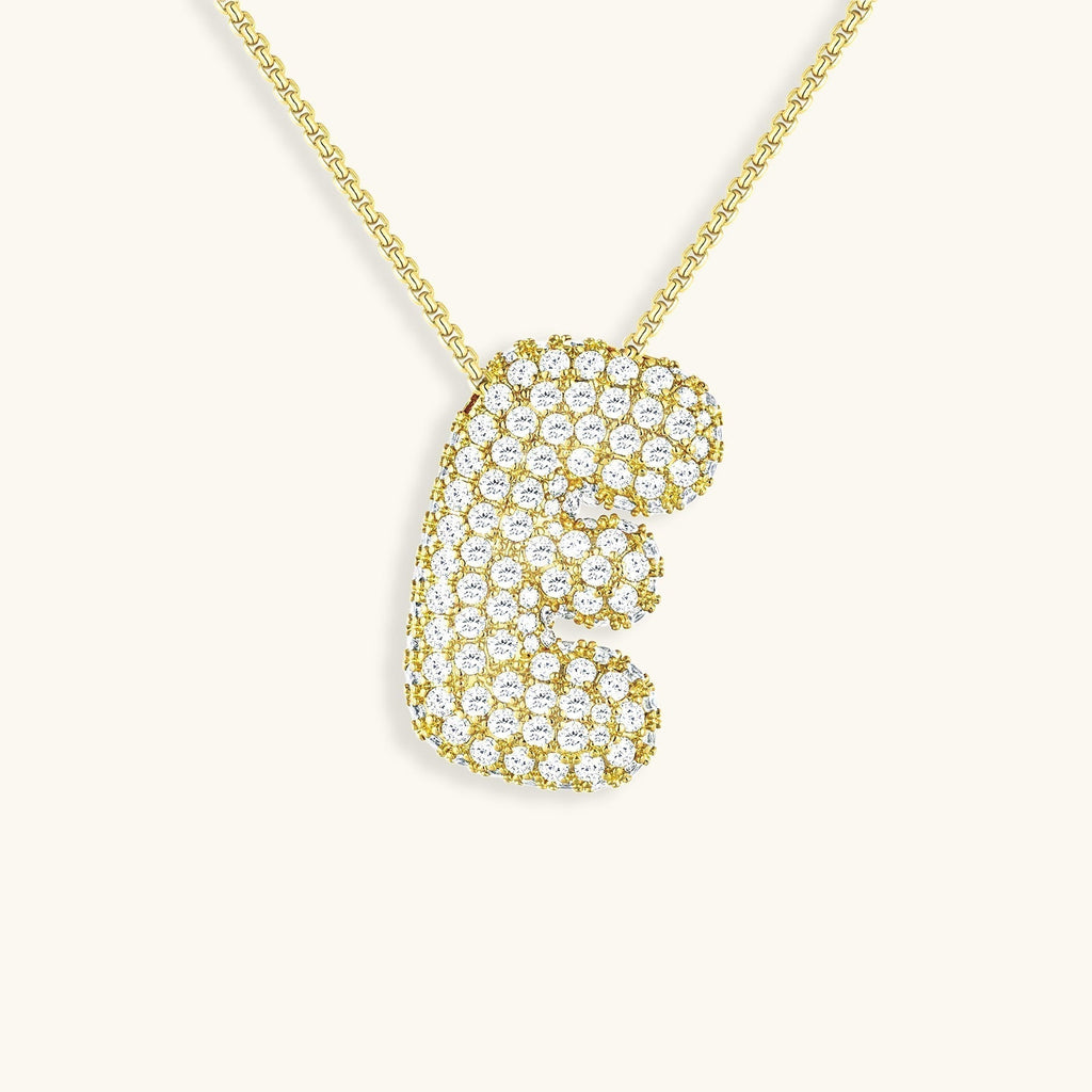 Pavé Bubble Initial Necklace with Sparkling Letter
