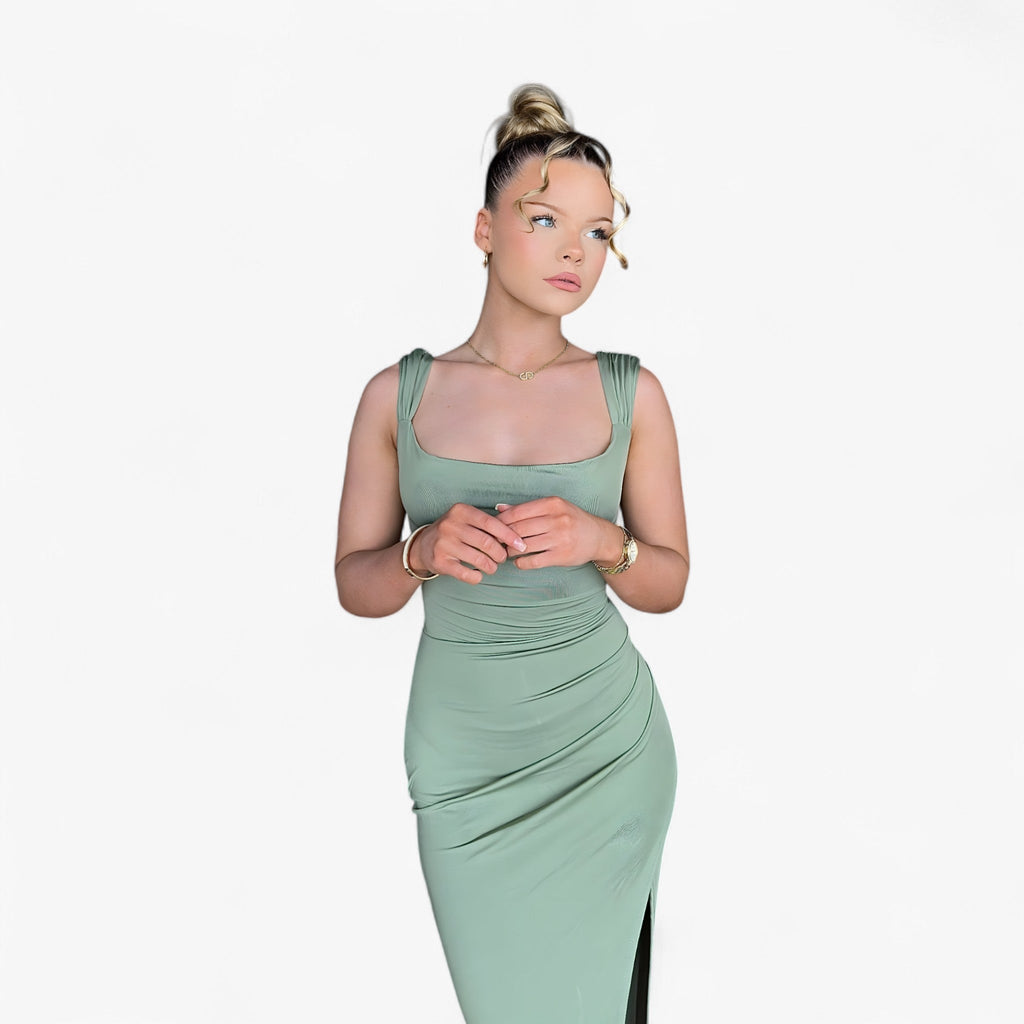Calf-length midi dress with a flared silhouette