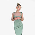 Calf-length midi dress with a flared silhouette