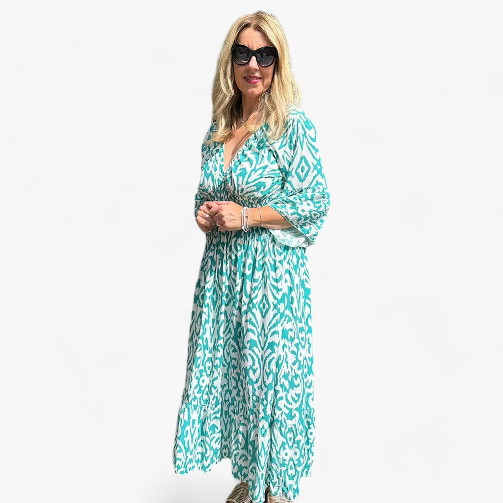 Floral Print V-Neck Maxi Dress for Beach Holidays