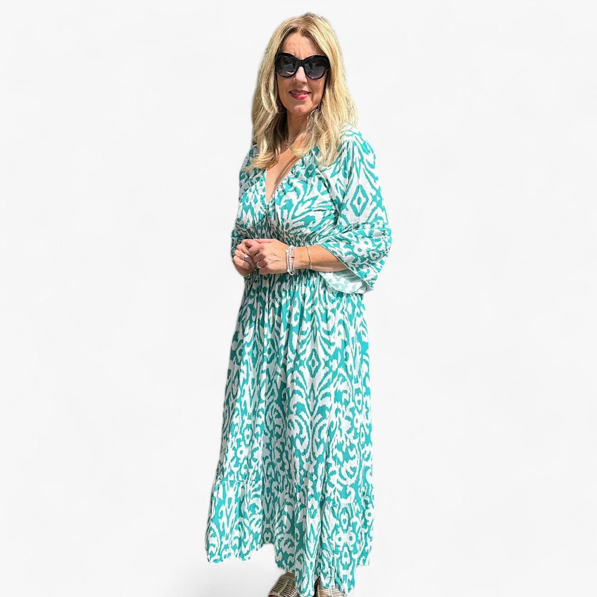 Floral Print V-Neck Maxi Dress for Beach Holidays