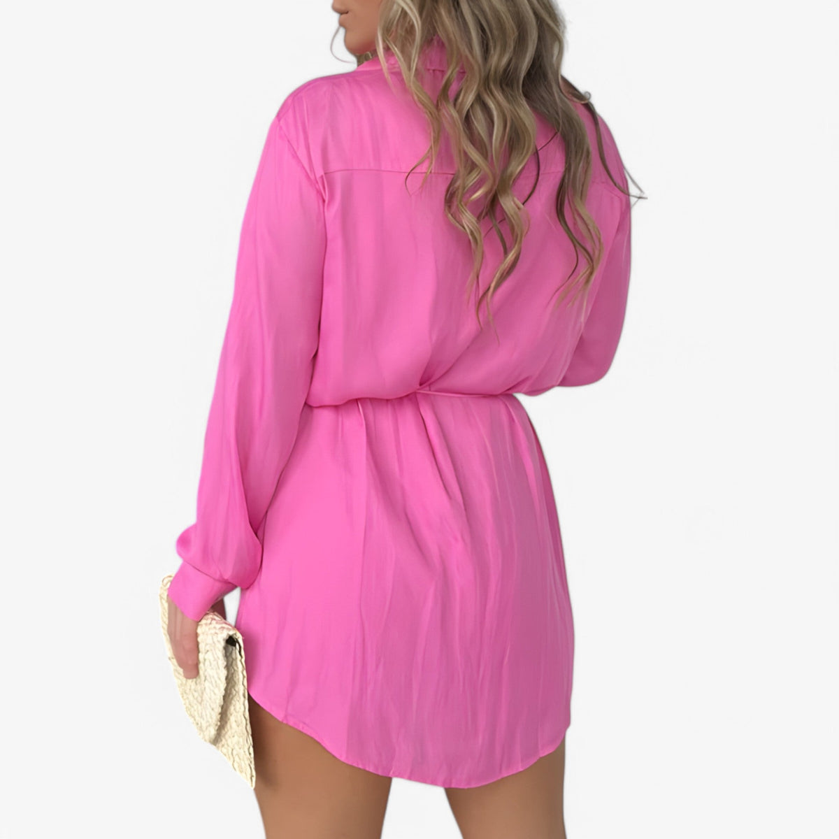 Long-Sleeve Collared Jumpsuit with Button Closure