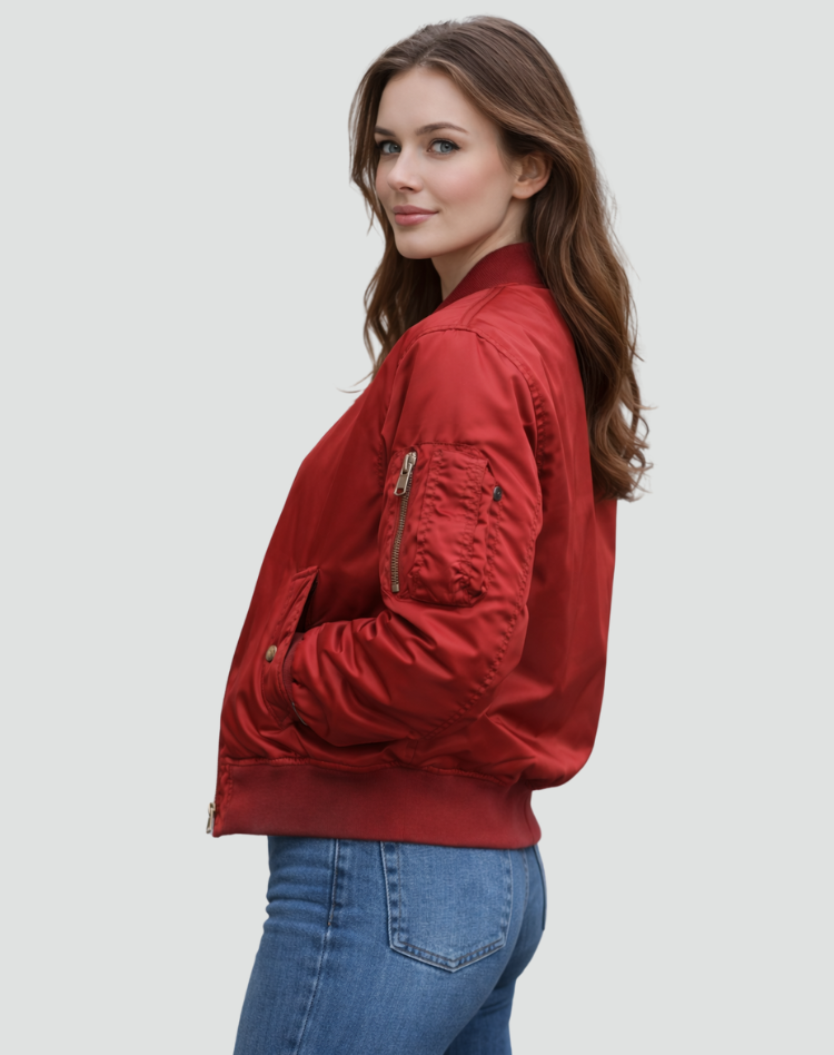 Relaxed Bomber Jacket with Zip Front and Sleeve Pocket