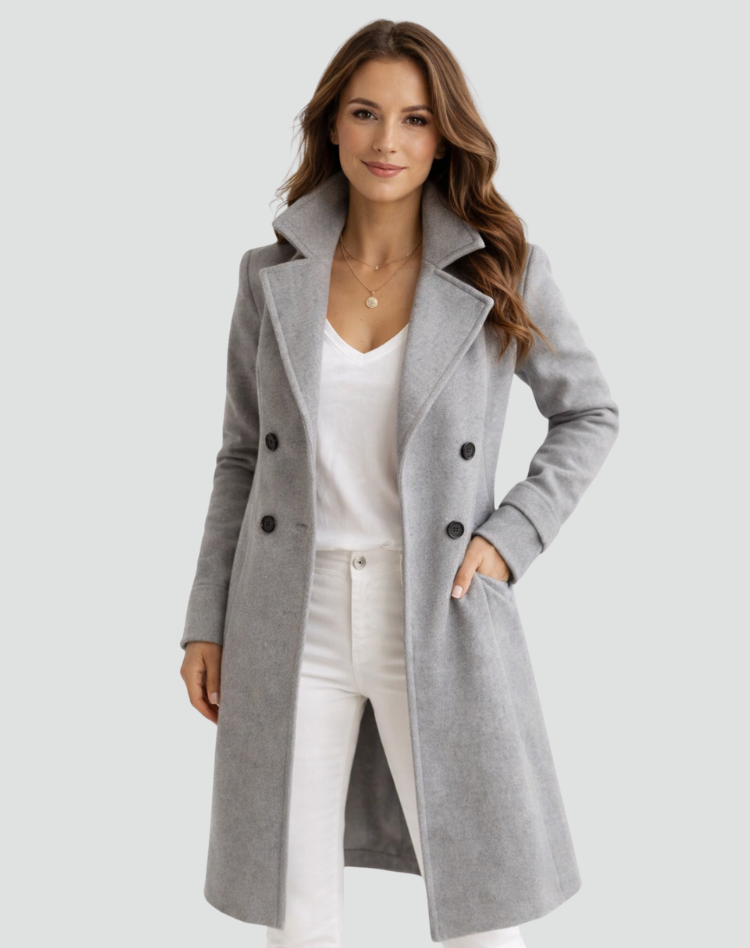 Midi Trench Coat with Double Breasted Closure