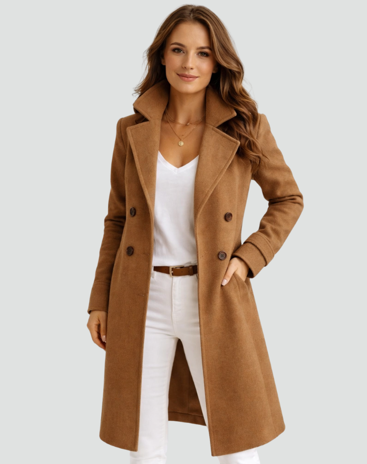 Midi Trench Coat with Double Breasted Closure