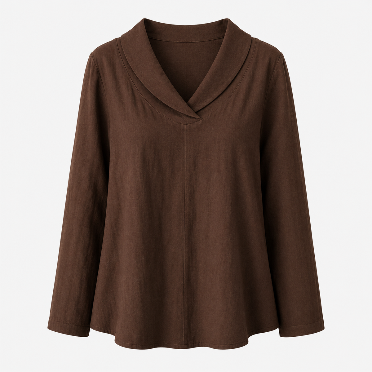 Blusa de algodón de corte holgado con cuello de pico y cuello chal