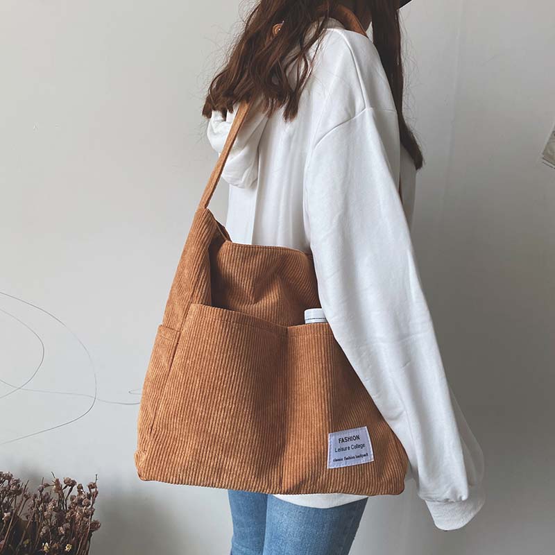 Velvet Shoulder Bag with Multiple Compartments