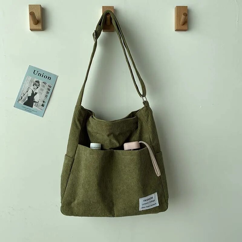 Velvet Shoulder Bag with Multiple Compartments