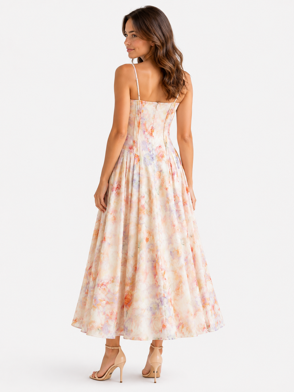Floral Print Summer Dress with a Fitted Corset Bodice