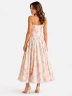 Floral Print Summer Dress with a Fitted Corset Bodice