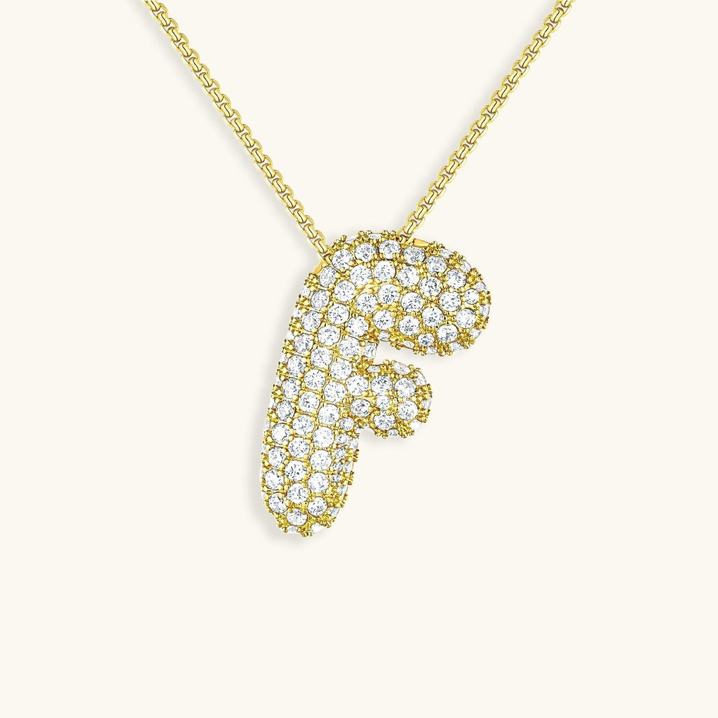 Pavé Bubble Initial Necklace with Sparkling Letter