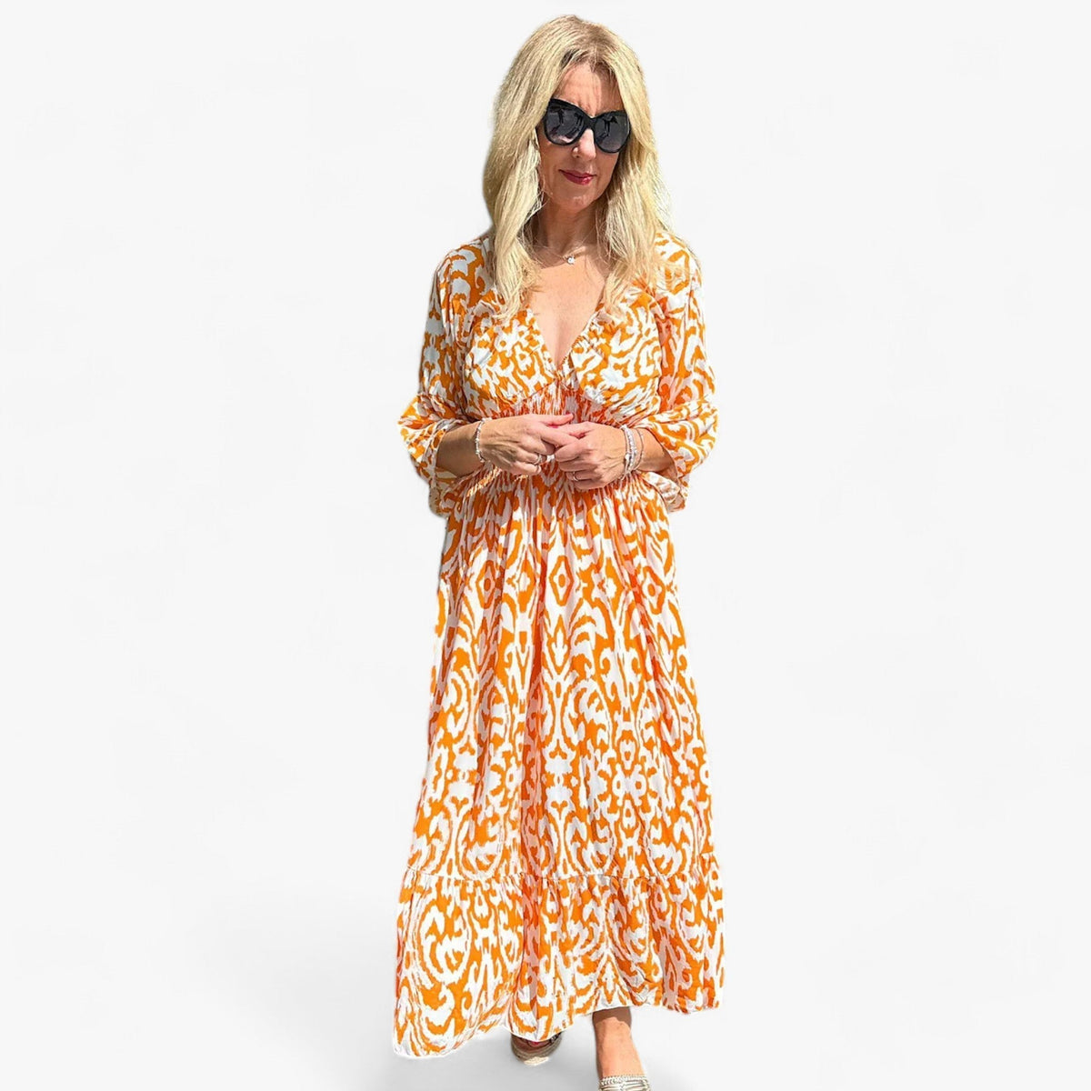 Floral Print V-Neck Maxi Dress for Beach Holidays